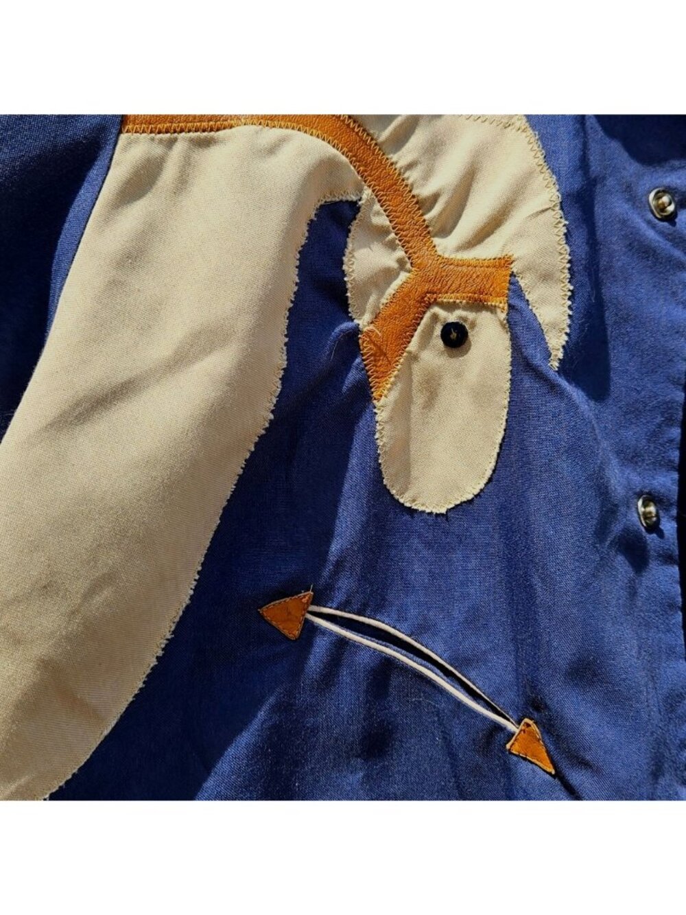 Vintage Custer 70s Western Cowboy Shirt Horse Head Applique Snap Men's M - Picture 6 of 13